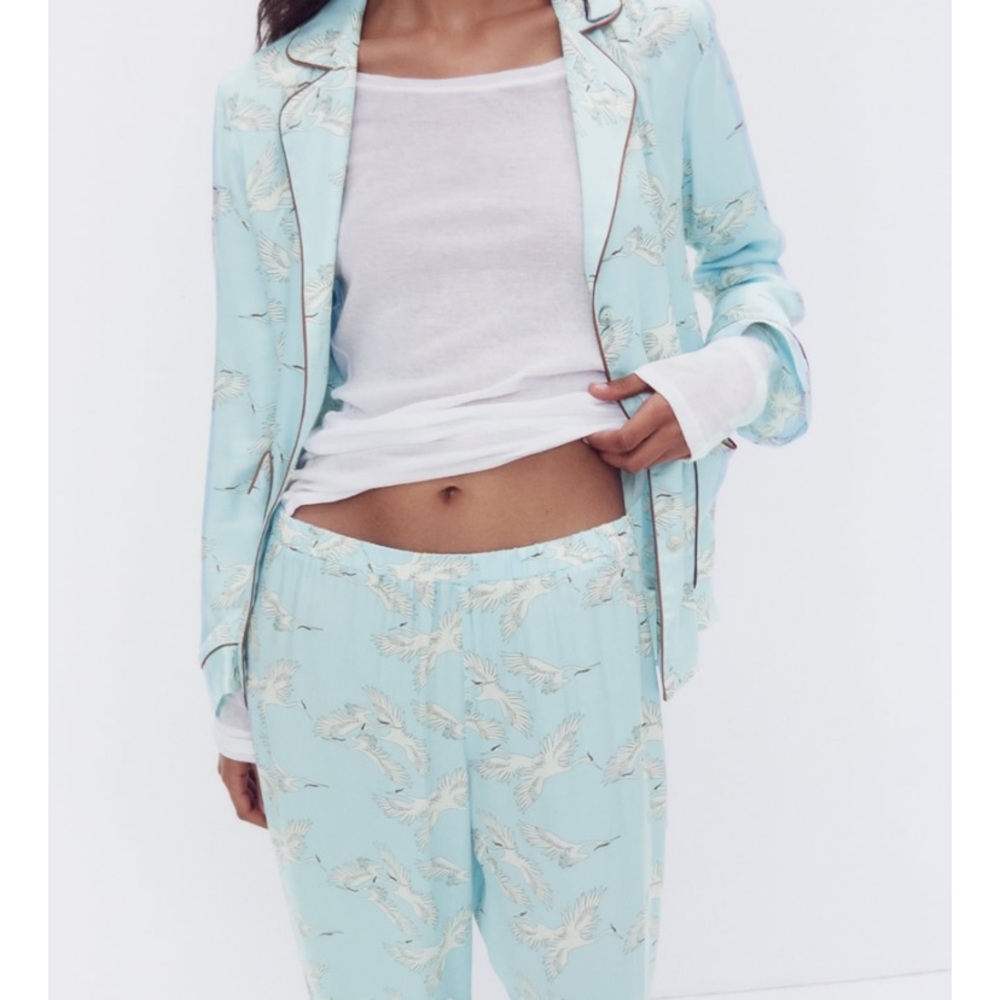 Zara Bird Printed Pyjama style shirt
